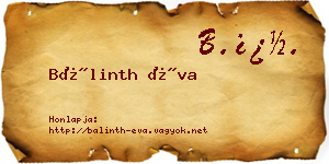 Bálinth Éva névjegykártya